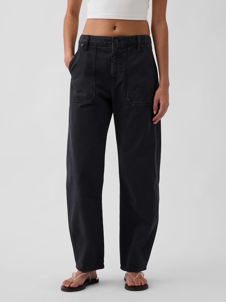 Image number 2 showing, Mid Rise Barrel Utility Ankle Pants