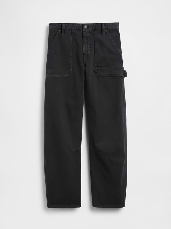 Mid Rise Barrel Utility Ankle Pants