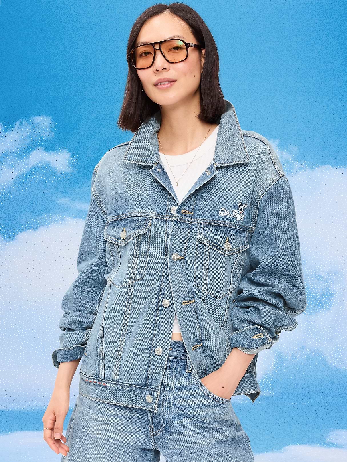 Old Navy x Disney Mickey Mouse Denim Trucker Jacket for Adults