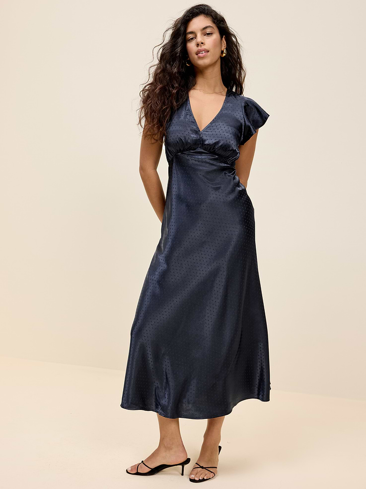 Image number 7 showing, The Occasion by Old Navy Satin Flutter-Sleeve Maxi Dress