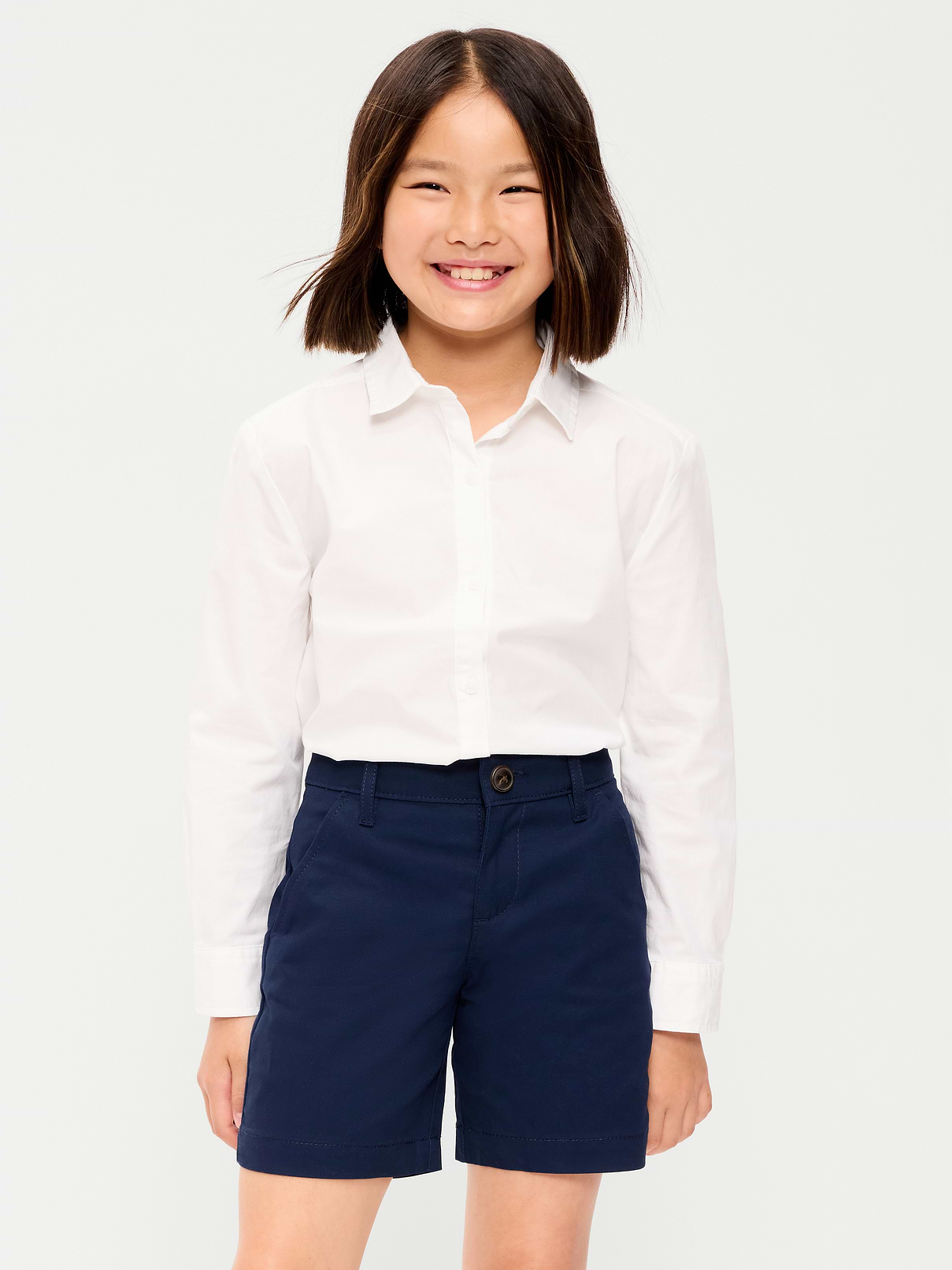 Image number 1 showing, School Uniform Long-Sleeve Poplin Shirt for Girls