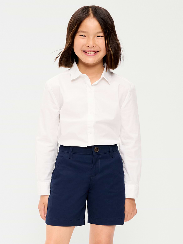 School Uniform Long-Sleeve Poplin Shirt for Girls