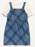 Image number 3 showing, Sleeveless Plaid Denim Dress and T-Shirt Set for Toddler Girls