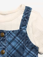 Image number 4 showing, Sleeveless Plaid Denim Dress and T-Shirt Set for Toddler Girls