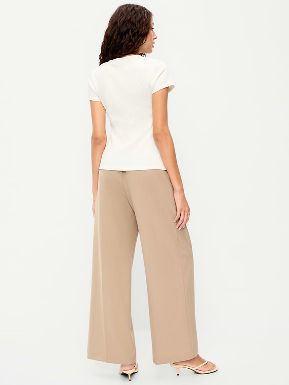 High-Waisted Wide-Leg Trouser Pants