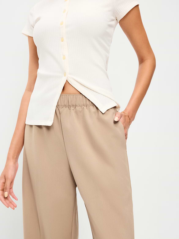 High-Waisted Wide-Leg Trouser Pants