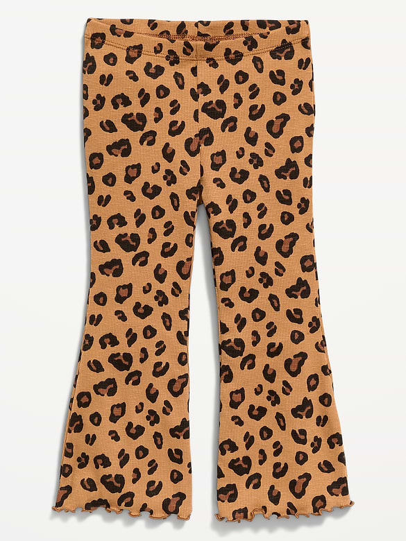 Printed Ribbed Flare-Leg Leggings for Toddler Girls