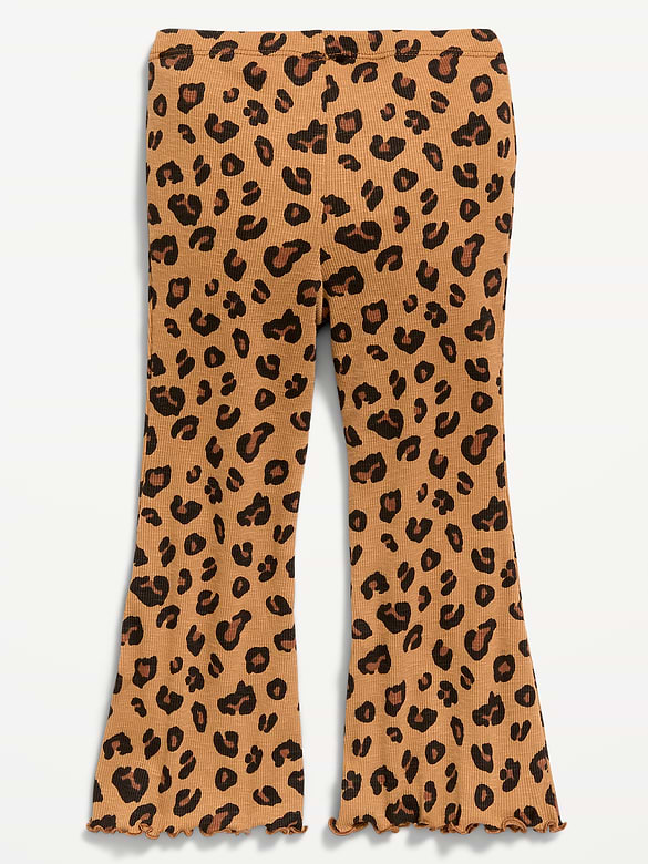Printed Ribbed Flare-Leg Leggings for Toddler Girls