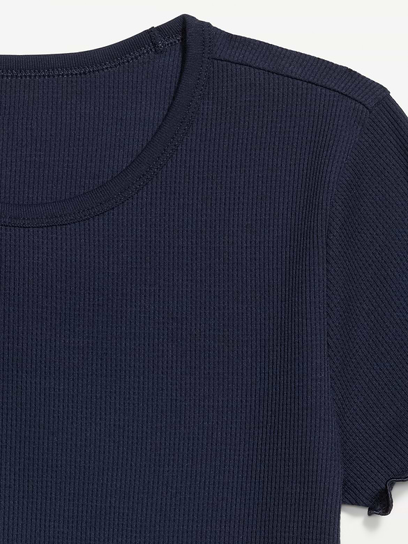 Fitted Waffle-Knit Cropped T-Shirt