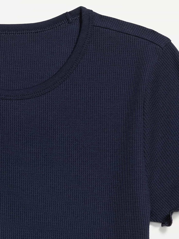 Image number 4 showing, Fitted Waffle-Knit Cropped T-Shirt