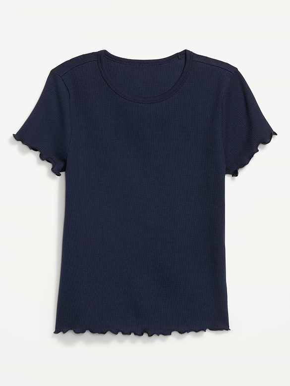 Fitted Waffle-Knit Cropped T-Shirt