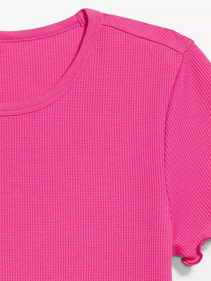 Image number 4 showing, Fitted Waffle-Knit Cropped T-Shirt