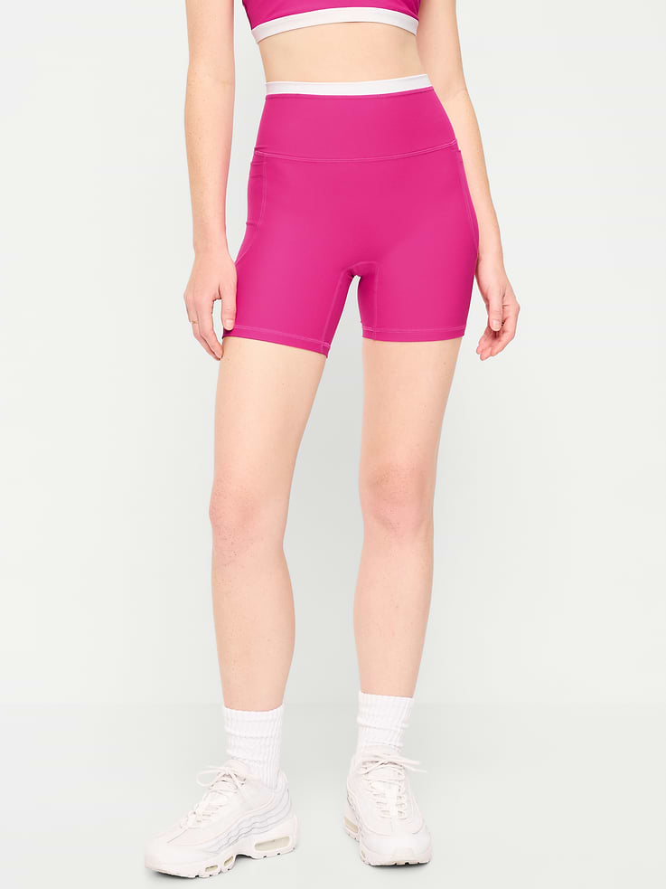 Image number 1 showing, Extra-High Waisted PowerSoft Boundless Pocket Biker Shorts-- 6-inch inseam - No Front Seam