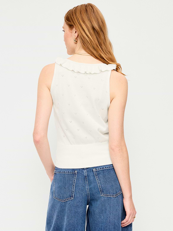 SoSoft Cotton Tie-Front Pointelle Tank Top