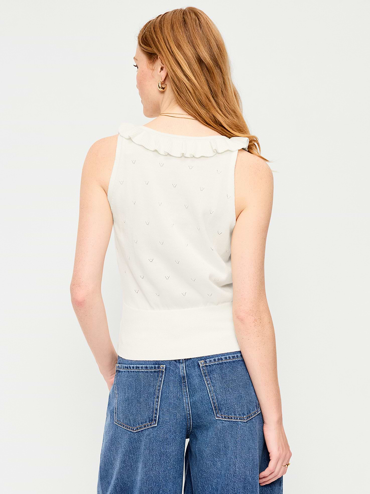 L'image numéro 2 présente Camisole nouée sur le devant en tricot pointelle de coton SoSoft