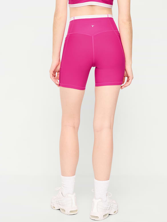 Extra-High Waisted PowerSoft Boundless Pocket Biker Shorts-- 6-inch inseam - No Front Seam