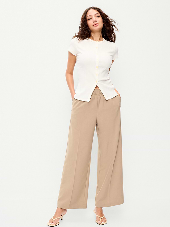 High-Waisted Wide-Leg Trouser Pants