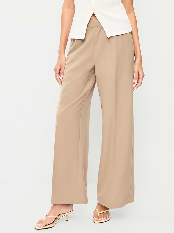 High-Waisted Wide-Leg Trouser Pants