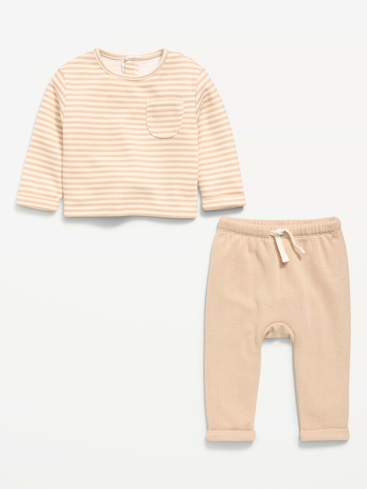 Image number 4 showing, Long-Sleeve Ribbed Pocket T-Shirt and Pants Set for Baby