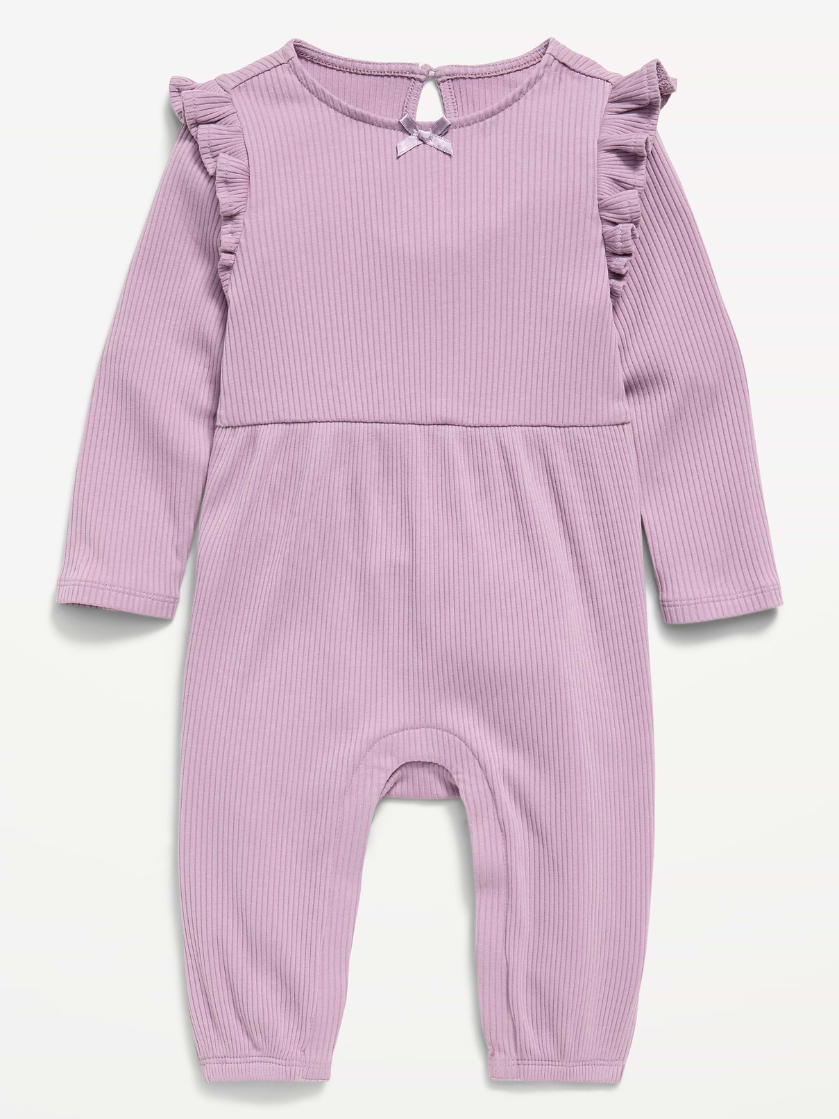 Image number 1 showing, Long-Sleeve Ribbed Ruffle-Trim Jumpsuit for Baby