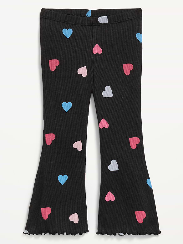 Printed Ribbed Flare-Leg Leggings for Toddler Girls
