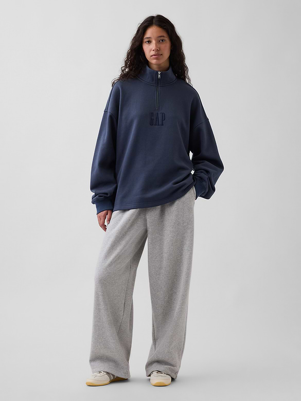 Heavyweight Oversized Logo Quarter-Zip Pullover