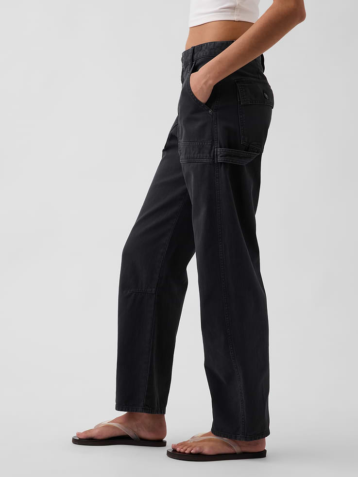 Image number 3 showing, Mid Rise Barrel Utility Ankle Pants