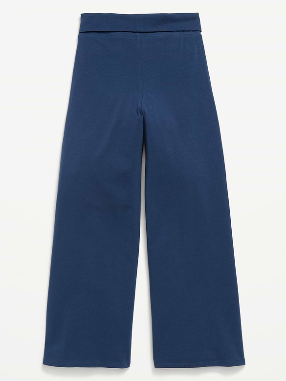 Foldover Jersey Knit Wide-Leg Pants for Girls