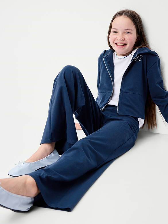 Foldover Jersey Knit Wide-Leg Pants for Girls