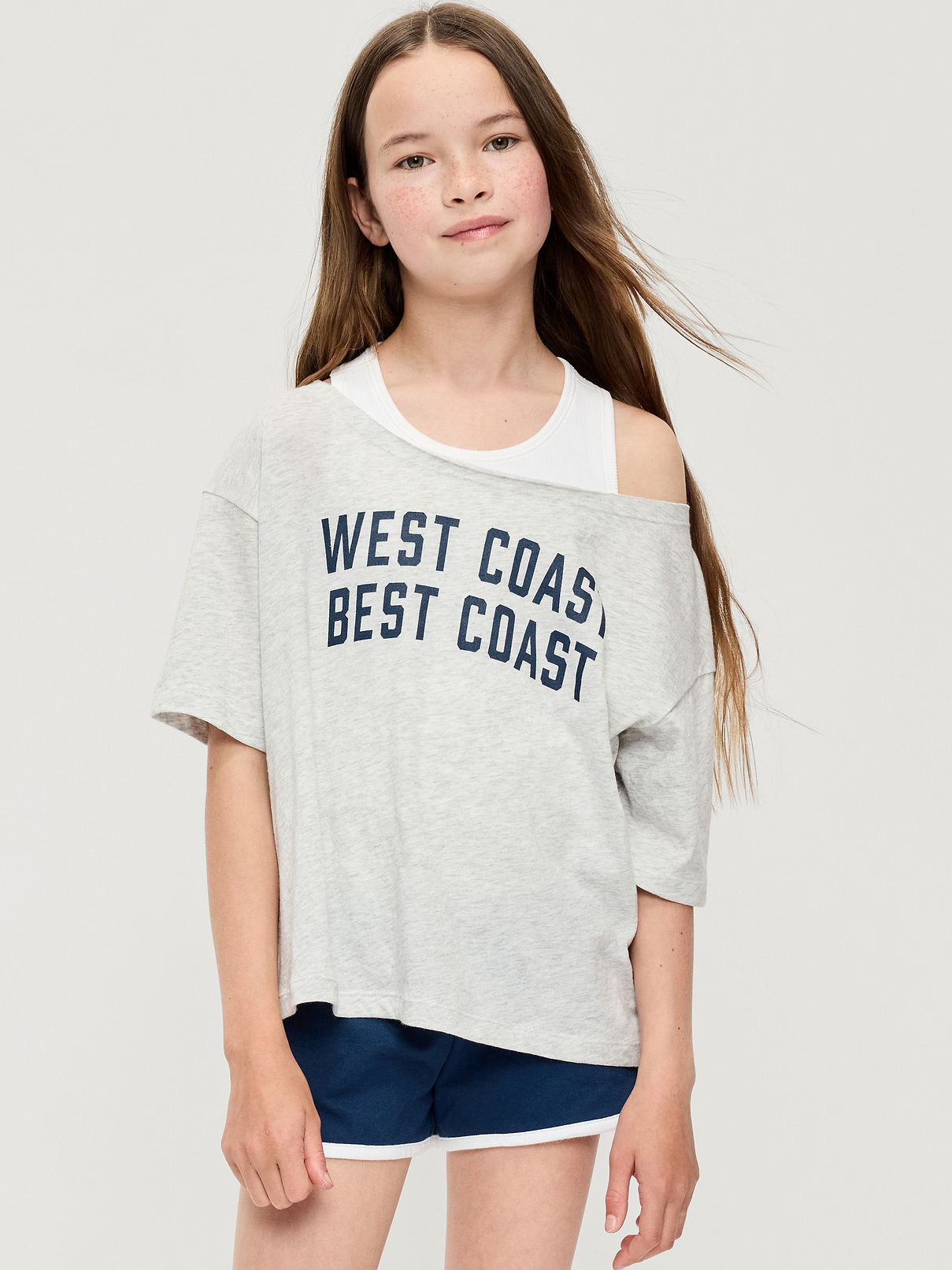 Image number 1 showing, Off-Shoulder Graphic T-Shirt for Girls