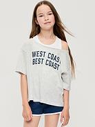 Image number 1 showing, Off-Shoulder Graphic T-Shirt for Girls