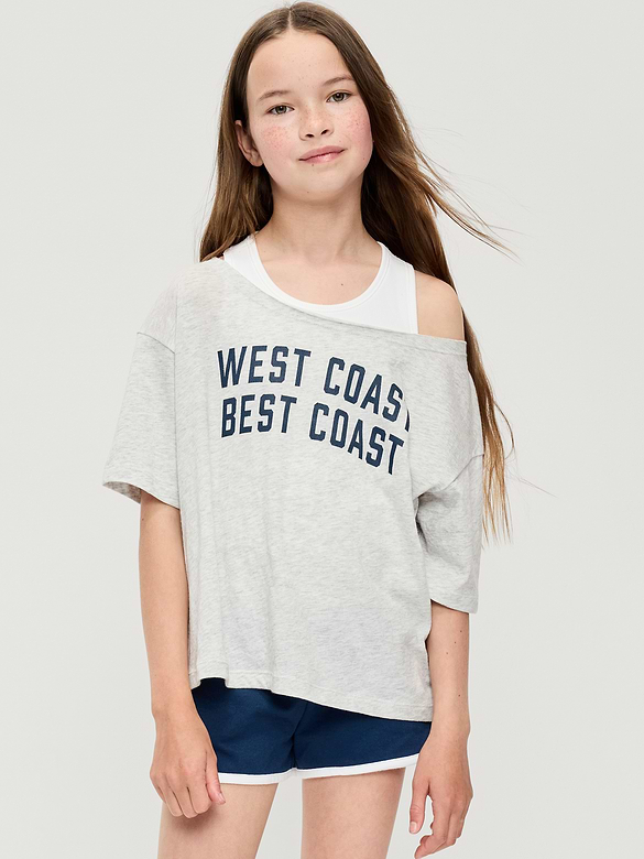 Off-Shoulder Graphic T-Shirt for Girls