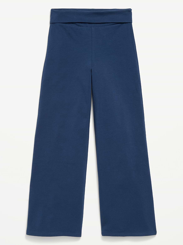 Foldover Jersey Knit Wide-Leg Pants for Girls