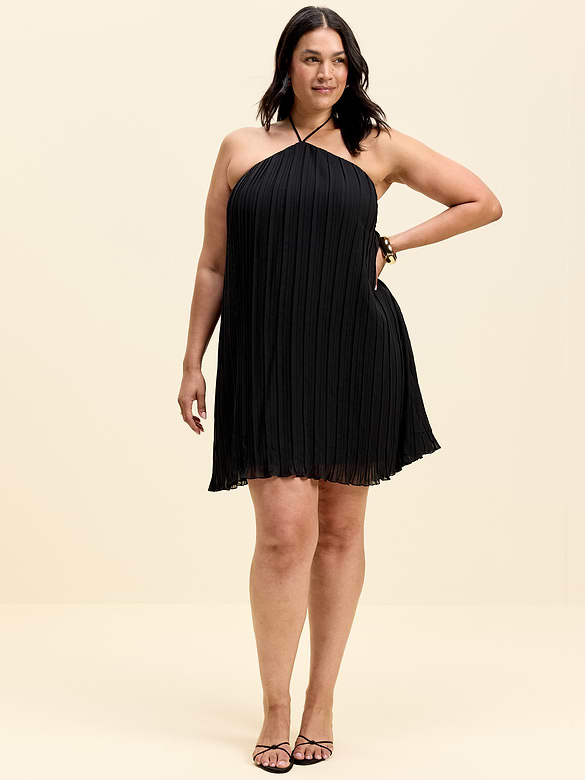 The Occasion by Old Navy Pleated Halter Swing Mini Dress