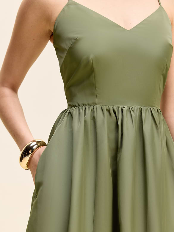 The Occasion by Old Navy Fit & Flare Sleeveless Taffeta Midi Dress
