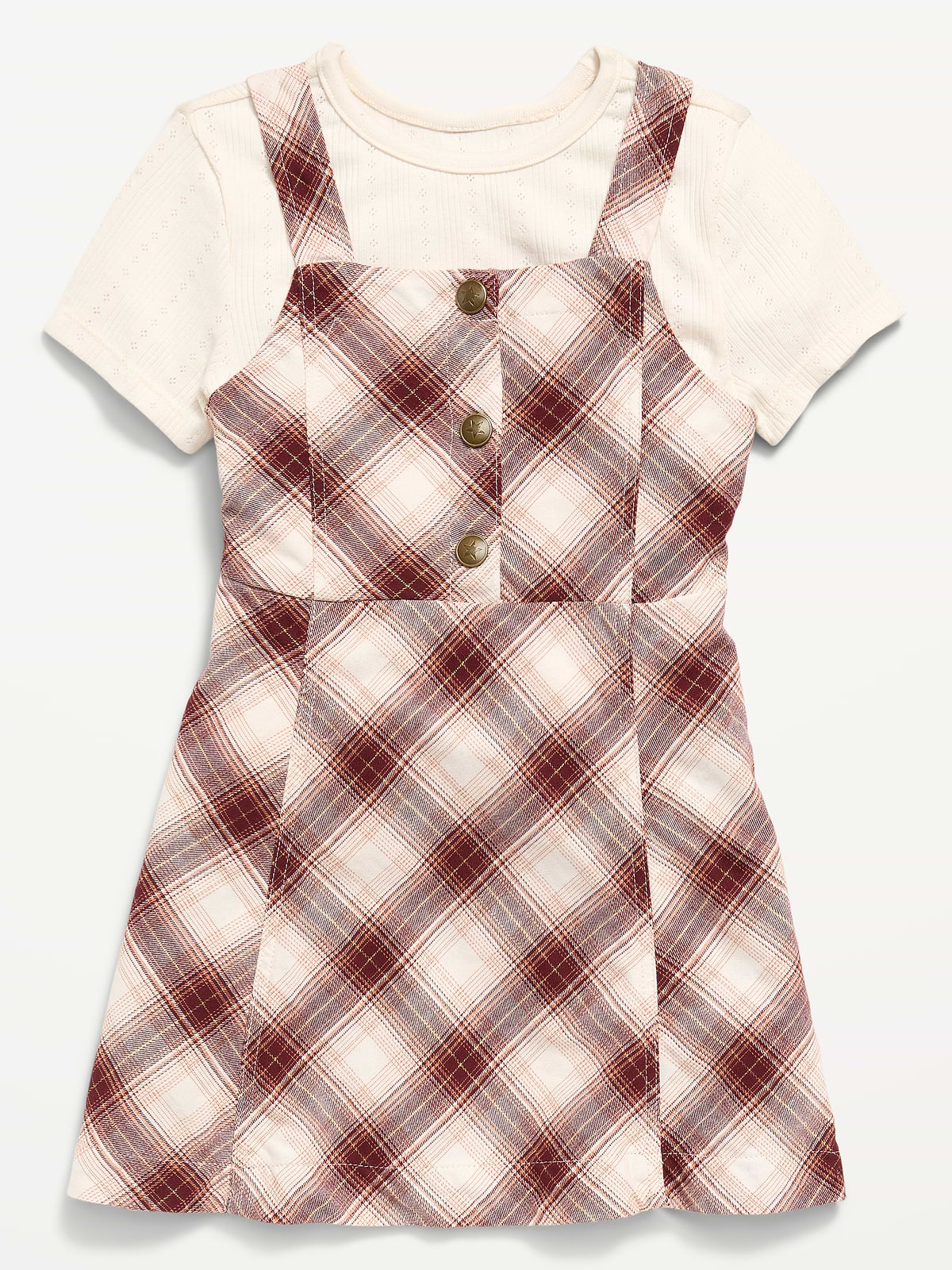 Sleeveless Twill Dress and T-Shirt Set for Toddler Girls