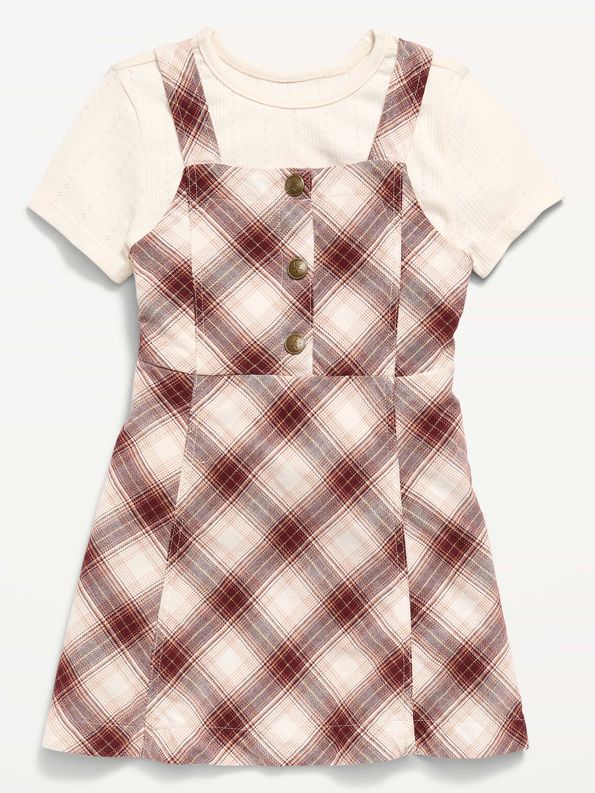Image number 1 showing, Sleeveless Twill Dress and T-Shirt Set for Toddler Girls