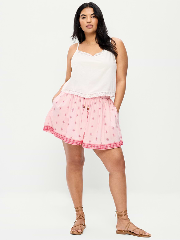 Jupe-short fluide à taille haute