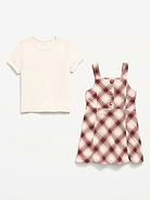 Image number 2 showing, Sleeveless Twill Dress and T-Shirt Set for Toddler Girls
