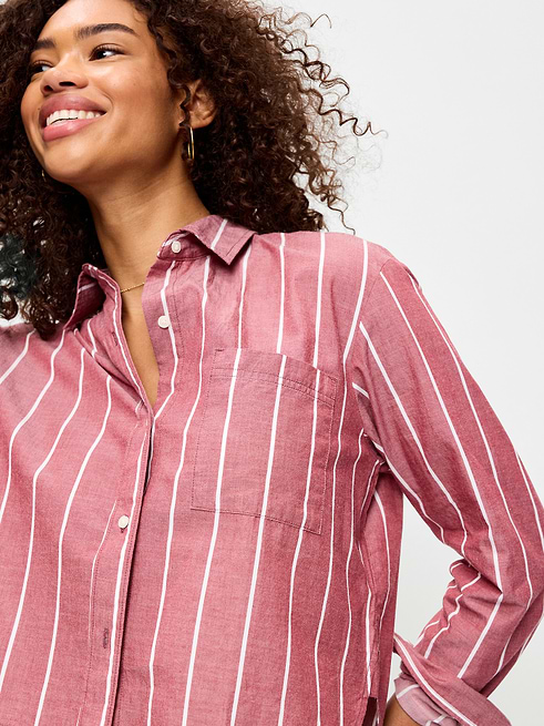 old navy dress shirts Women's Cropped Button-Down Shirt - Red Formal shirt Color:Platinum Gold New Release 27th August 2025 Hot Pink Rhinestone Prom button frontre breathable quick