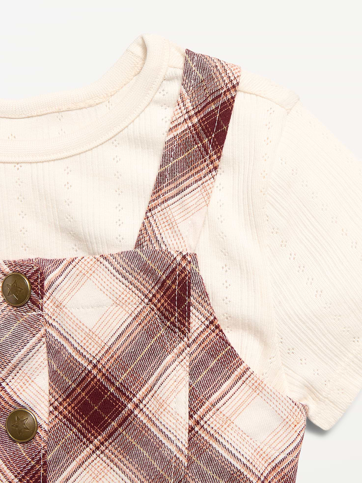 Image 3 of 3, Sleeveless Twill Dress and T-Shirt Set for Toddler Girls