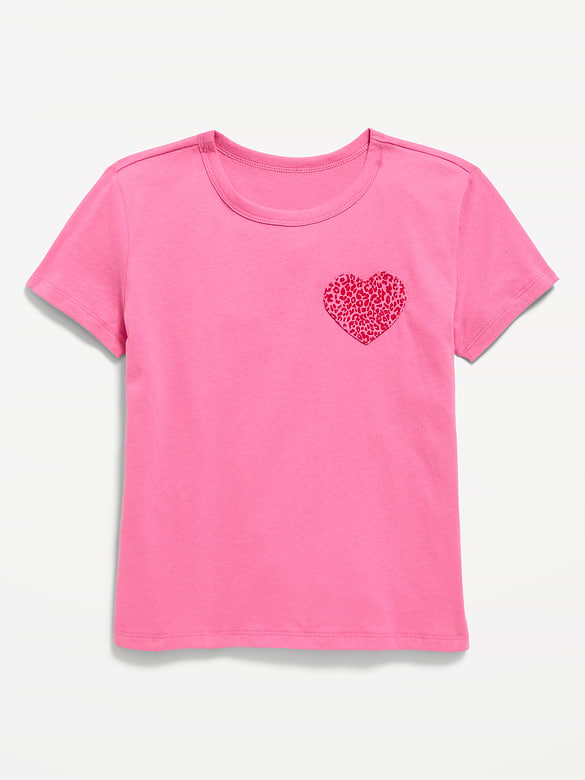 Softest Short-Sleeve Heart-Pocket T-Shirt for Girls