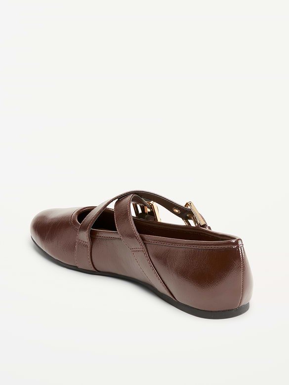 Buckle-Strap Mary Jane Ballet Flats for Women