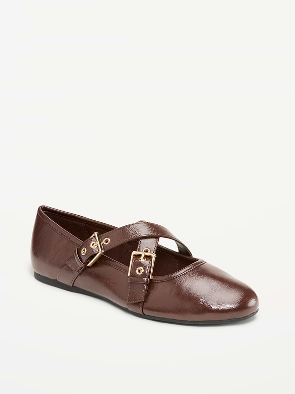 Buckle-Strap Mary Jane Ballet Flats for Women