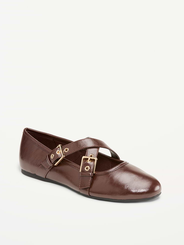 Image number 1 showing, Buckle-Strap Mary Jane Ballet Flats for Women
