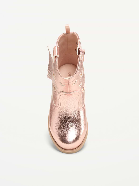 Shiny Side-Zip Western Boots for Toddler Girls