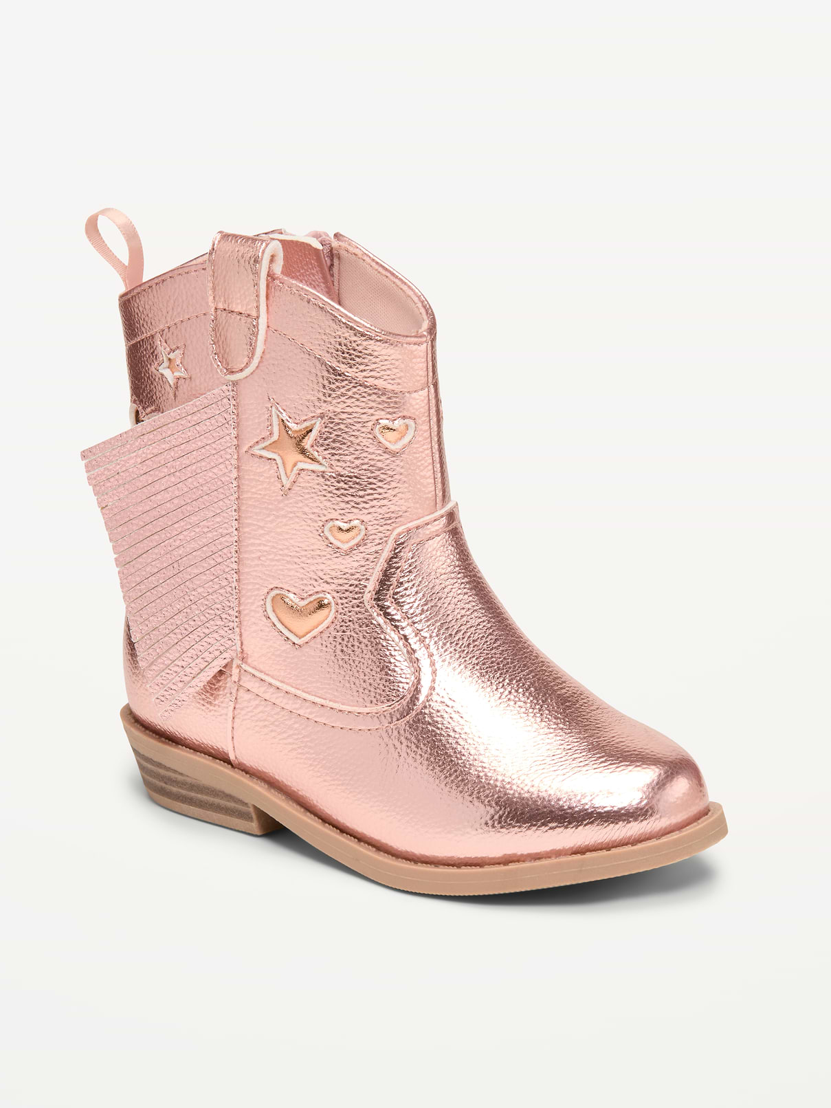 L'image numéro 1 présente Bottes western brillantes à glissière latérale pour toute-petite fille