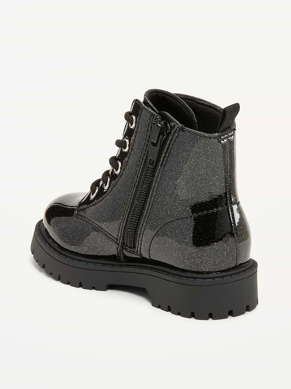 Glitter Side-Zip Combat Boots for Toddler Girls