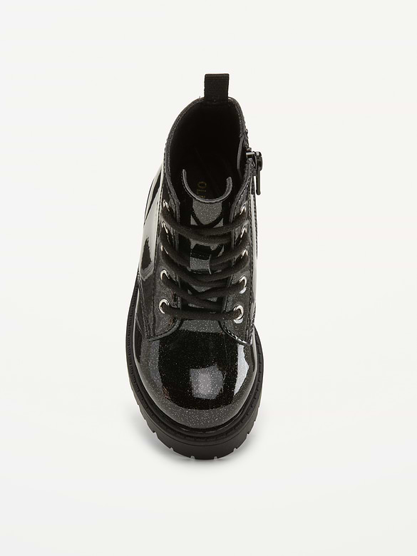 Glitter Side-Zip Combat Boots for Toddler Girls