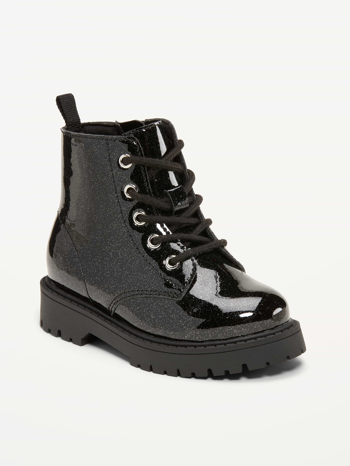 Glitter Side-Zip Combat Boots for Toddler Girls